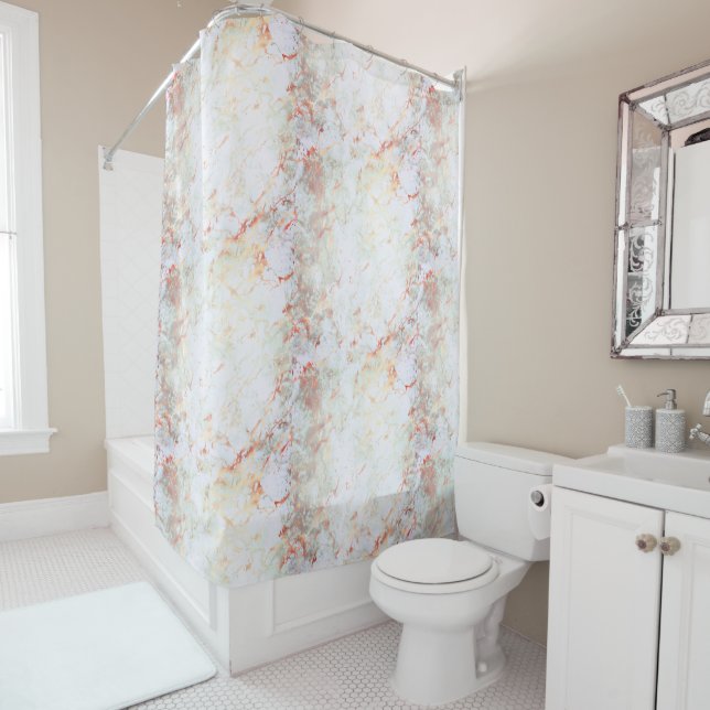 Elegant Rose Gold Marble Shower Curtain (In Situ)