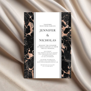 Elegant Rose Gold Marble Virtual Wedding Invitation