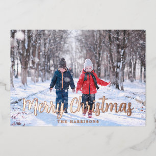 Elegant Rose Gold Merry Christmas Holiday Card