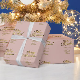 Elegant Rose Gold Merry Christmas Script Pink Wrapping Paper