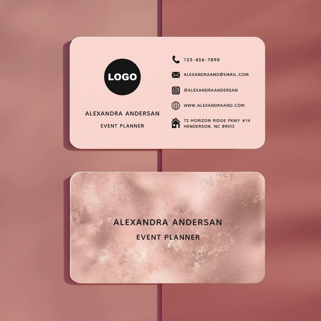 Elegant Rose Gold Metal Professional Business Card (Elegant Rose Gold Metal Professional Business Card)