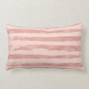 Elegant Rose Gold Metallic Handpainted Stripes Lumbar Cushion