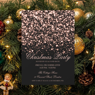 Elegant Rose Gold Midnight Glam Christmas Party  Invitation