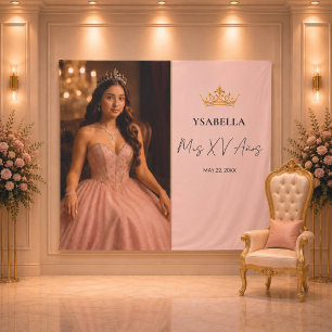 Elegant Rose Gold Mis XV Años Backdrop Tapestry