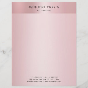 Elegant Rose Gold Modern Minimalist Template Custom Letterhead