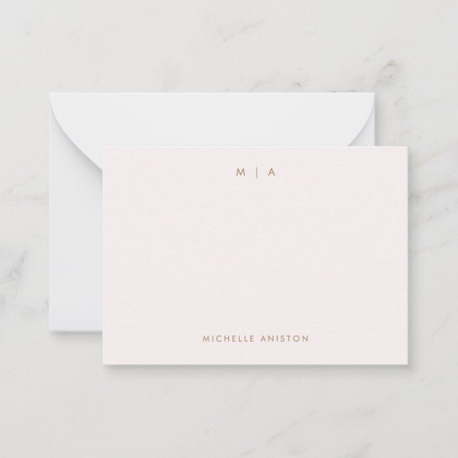 Elegant Rose Gold Modern Monogram Classic Custom   Card (Front)