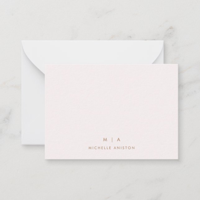 Elegant Rose Gold Modern Monogram Classic Custom   Card (Front)