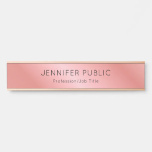 Elegant Rose Gold Modern Personalised Template Door Sign