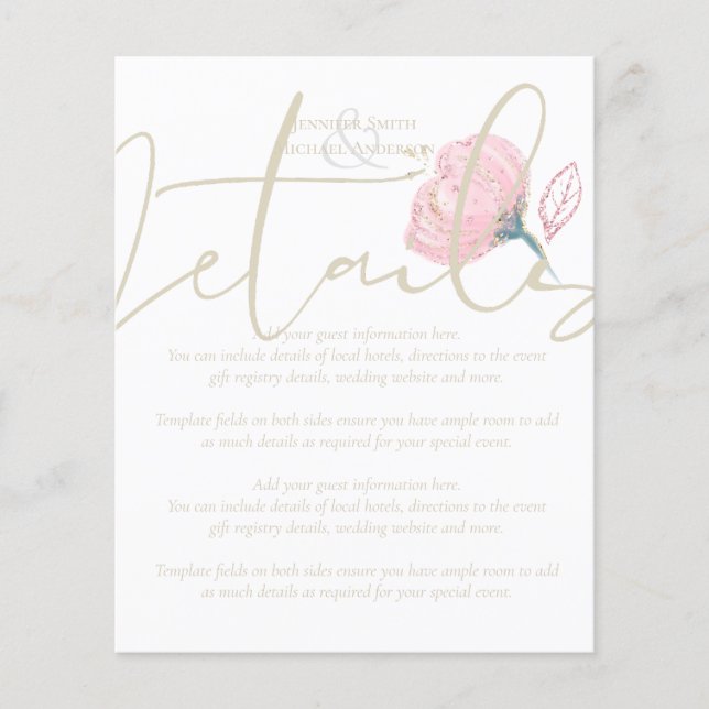 Elegant Rose Gold Modern Wedding Sparkle (Front)