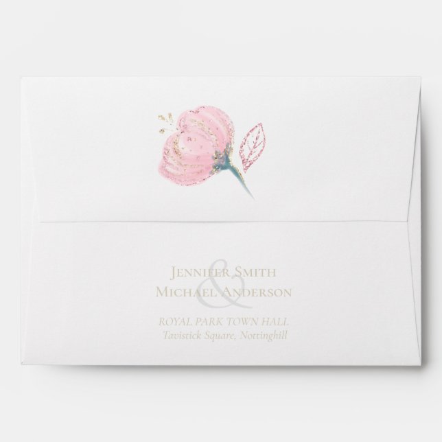 Elegant Rose Gold Modern Wedding Sparkle Envelope (Back (Top Flap))