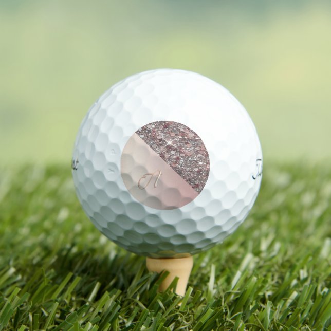 Elegant Rose Gold Monogram Button Golf Balls (Insitu Tee)