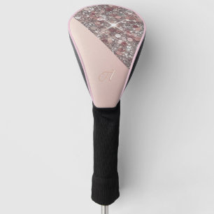Elegant Rose Gold Monogram Button Golf Head Cover