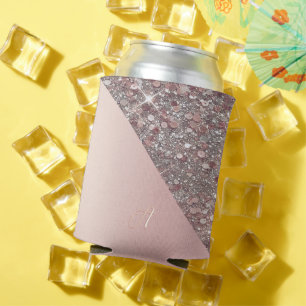 Elegant Rose Gold Monogram Can Cooler