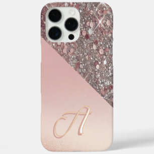 Elegant Rose Gold Monogram iPhone 16 Pro Max Case