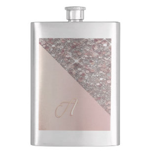 Elegant Rose Gold Monogram Classic Flask