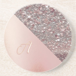 Elegant Rose Gold Monogram Coaster