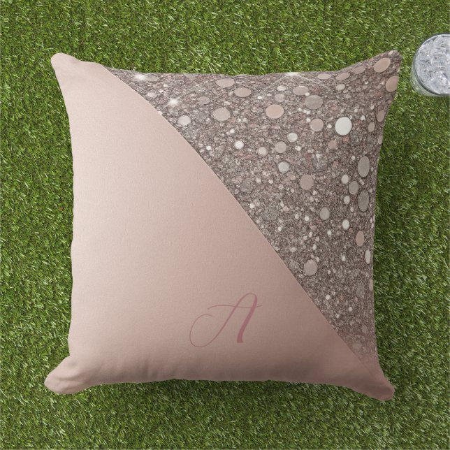 Elegant Rose Gold Monogram Cushion (Grass)