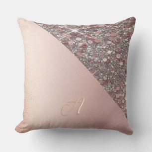 Elegant Rose Gold Monogram Cushion