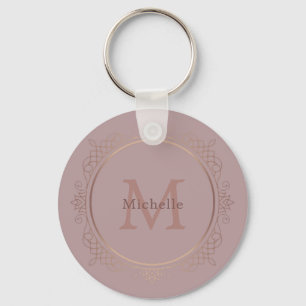 Elegant Rose Gold Monogram custom Template Key Ring