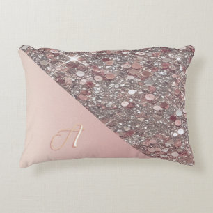 Elegant Rose Gold Monogram Decorative Cushion