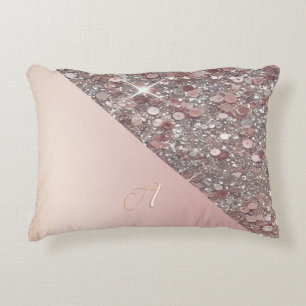 Elegant Rose Gold Monogram Decorative Cushion