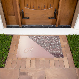  Elegant Rose Gold Monogram Doormat