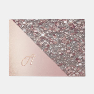 Elegant Rose Gold Monogram Doormat