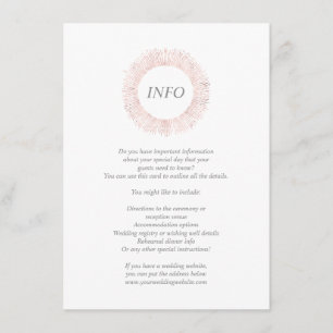 Elegant rose gold monogram info/details card