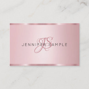 Elegant Rose Gold Monogram Modern Business Card