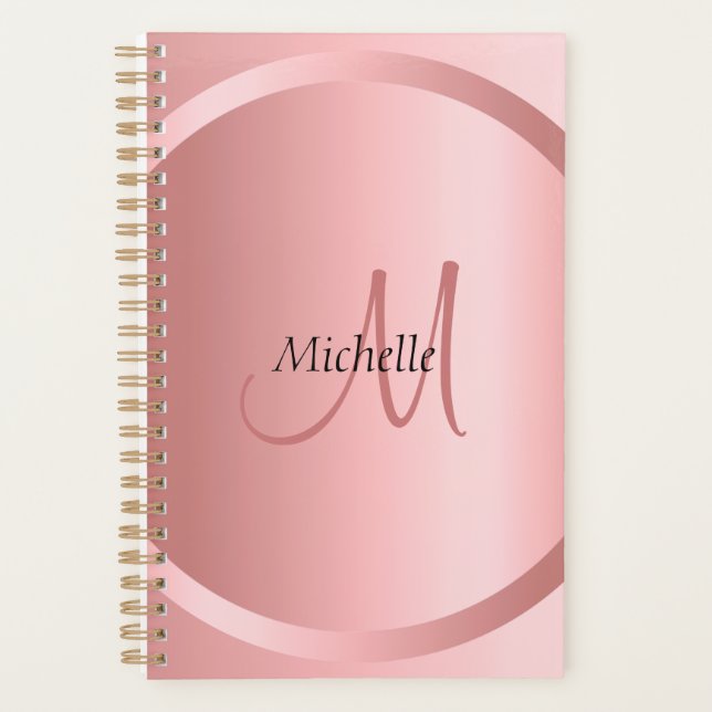 Elegant Rose Gold Monogram Modern Template Planner (Front)