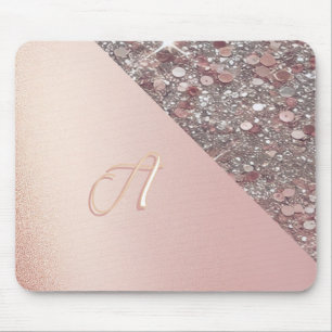Elegant Rose Gold Monogram Mouse Pad