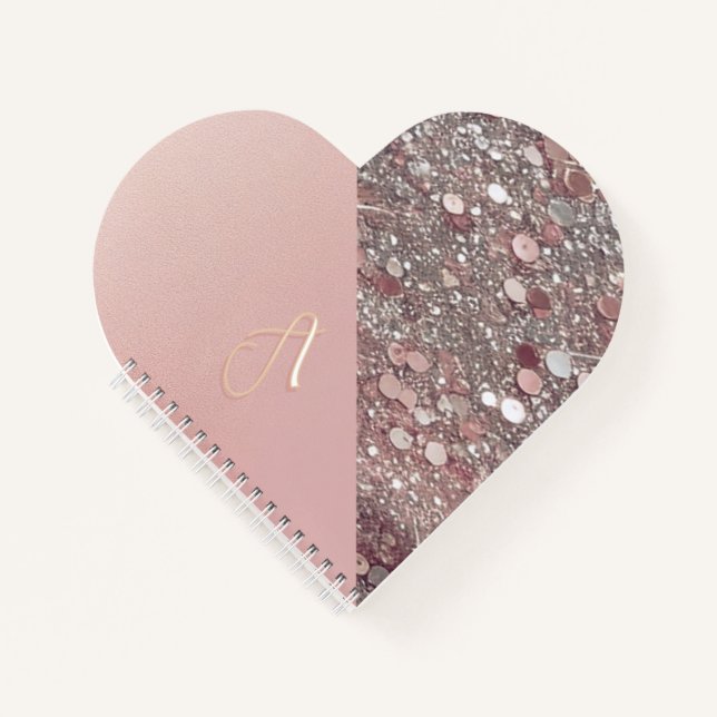 Elegant Rose Gold Monogram Notebook (Front)