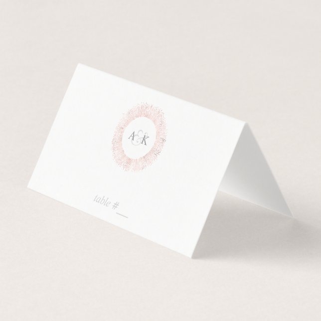 Elegant rose gold monogram place cards - folded (Front)