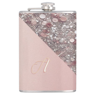 Elegant Rose Gold Monogram Vinyl Wrapped Flask