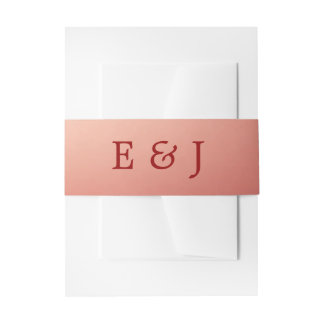 Elegant Rose Gold Monogram Wedding Invitation Bell Belly Band