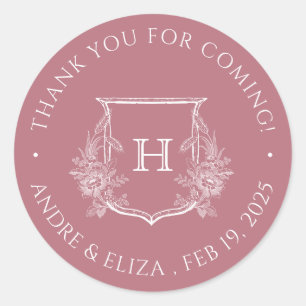 Elegant Rose Gold Monogram Wedding Sticker
