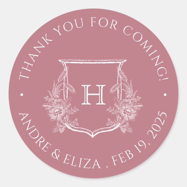 Elegant Rose Gold  Monogram Wedding Sticker (Front)