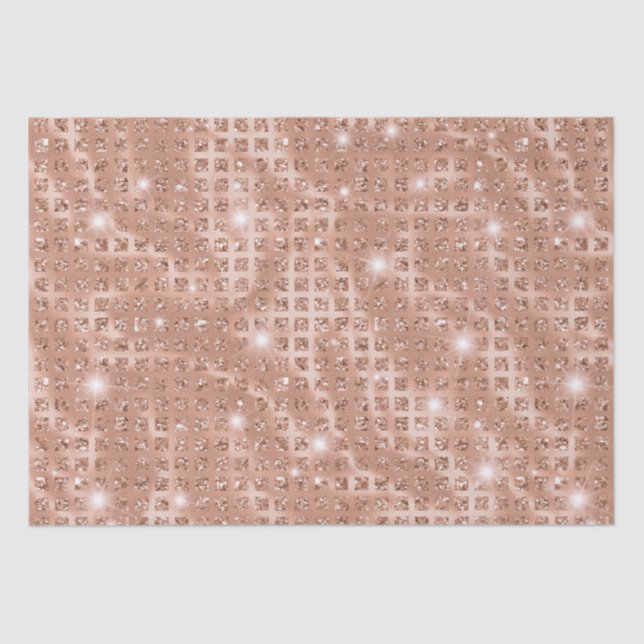 Elegant Rose Gold Mosaic Metallic Glitter Tissue Paper (Front)
