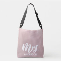 Elegant Rose Gold Mrs Surname Glass Texture