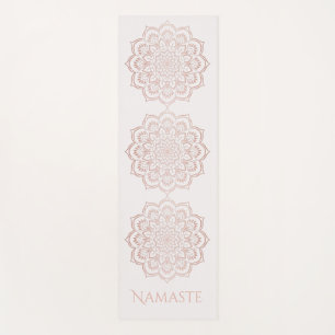 Elegant Rose Gold Namaste Mandala Flower Pattern Yoga Mat