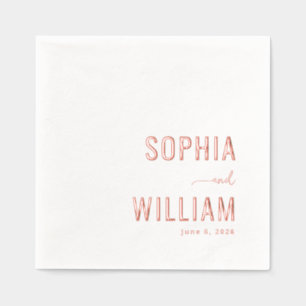 Elegant Rose Gold Names Foil Napkins