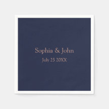 Elegant Rose Gold Navy Blue Wedding Paper Napkin