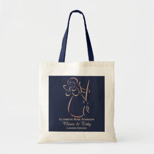 Elegant Rose Gold Navy Cleaning Business Tote Bag