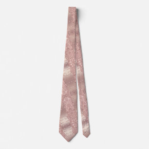 Elegant Rose Gold Neck Tie Blush Glitter Drips