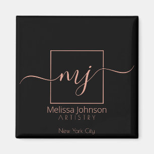 Elegant Rose Gold on Black Magnet