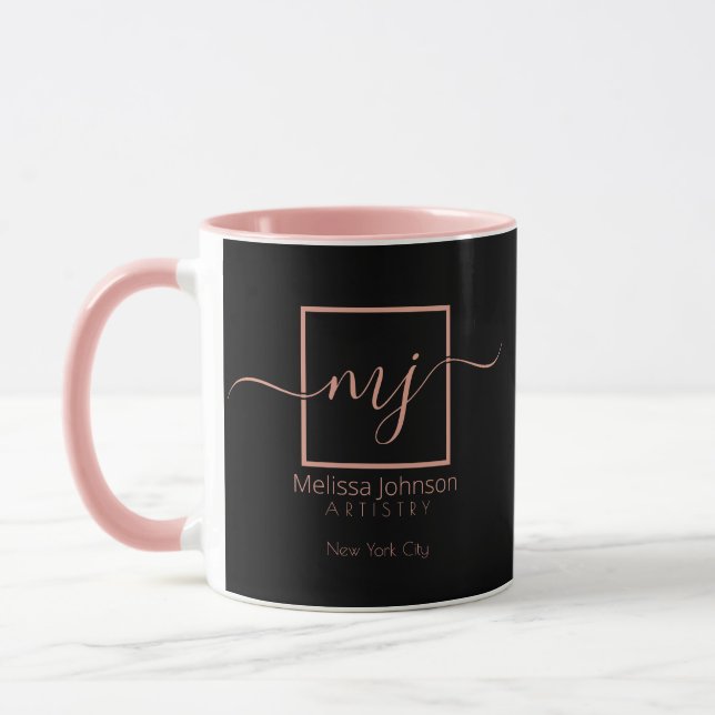 Elegant Rose Gold on Black  Mug (Left)