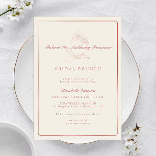 Elegant Rose Gold Orchid Bridal Shower Invitation
