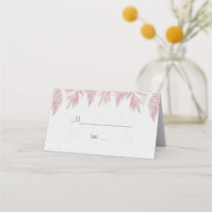 Elegant Rose Gold Palm Leaves Wedding Place Card