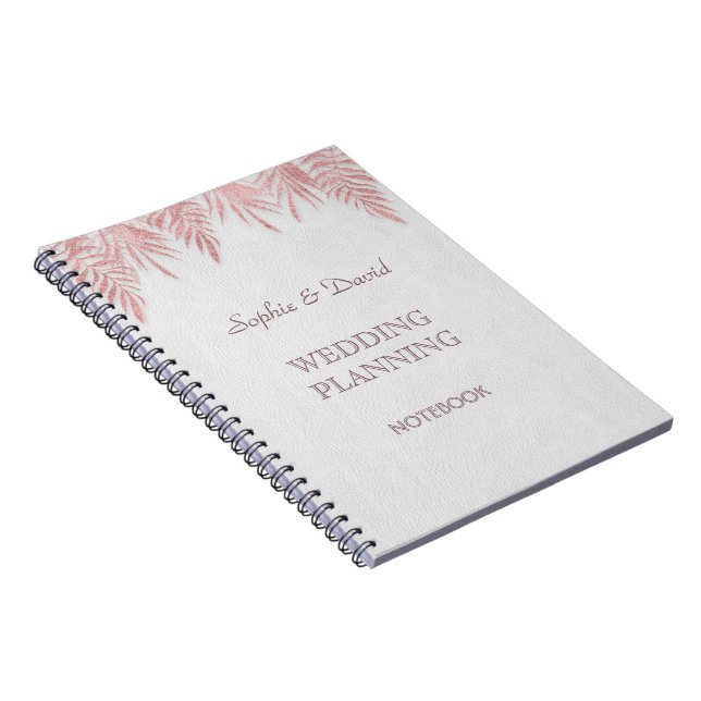Elegant Rose Gold Palm Leaves Wedding Planner Notebook (Right Side)