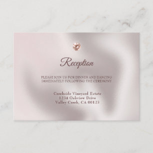 Elegant Rose Gold Pearl & Diamond Gemstone Wedding Enclosure Card